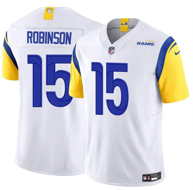 Men's White Los Angeles Rams #15 Demarcus Robinson 2024 F.U.S.E. Vapor Untouchable Stitched Football Jersey